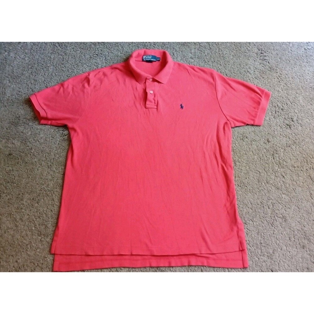 Polo Ralph Lauren Polo Shirt Men’s L Pink Small Horse Cotton Preppy Casual